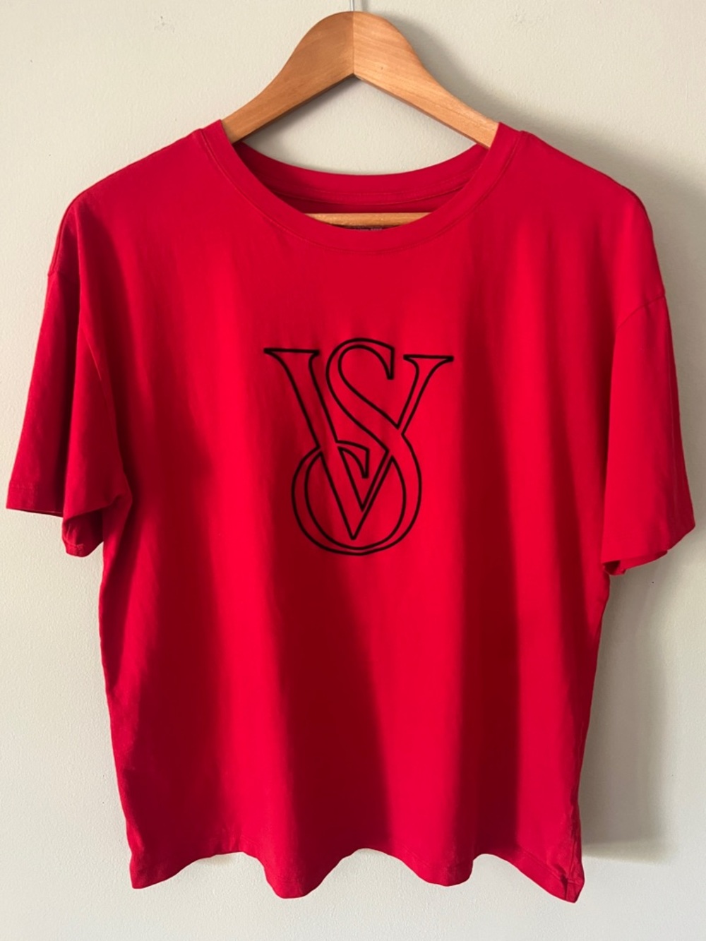 Victoria's Secret Red Short Sleeve Tee with Black Logo